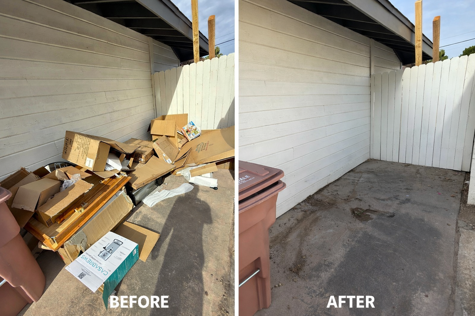 Before and after garage cleanout Phoenix AZ